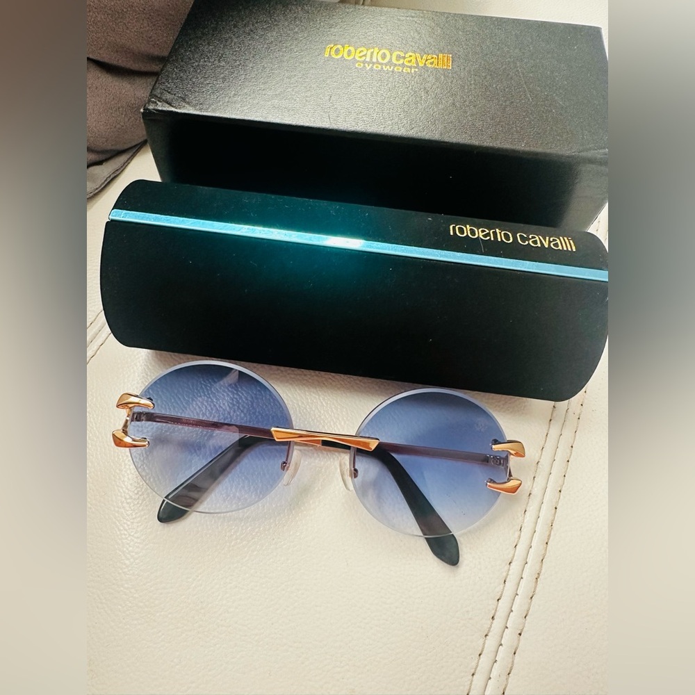 Roberto Cavalli RC1098 30B Gold Blue Lens Sunglasses